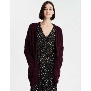 AMERICAN EAGLE AE Long Open Front Knit Cardigan Knit Burgundy Womens Small